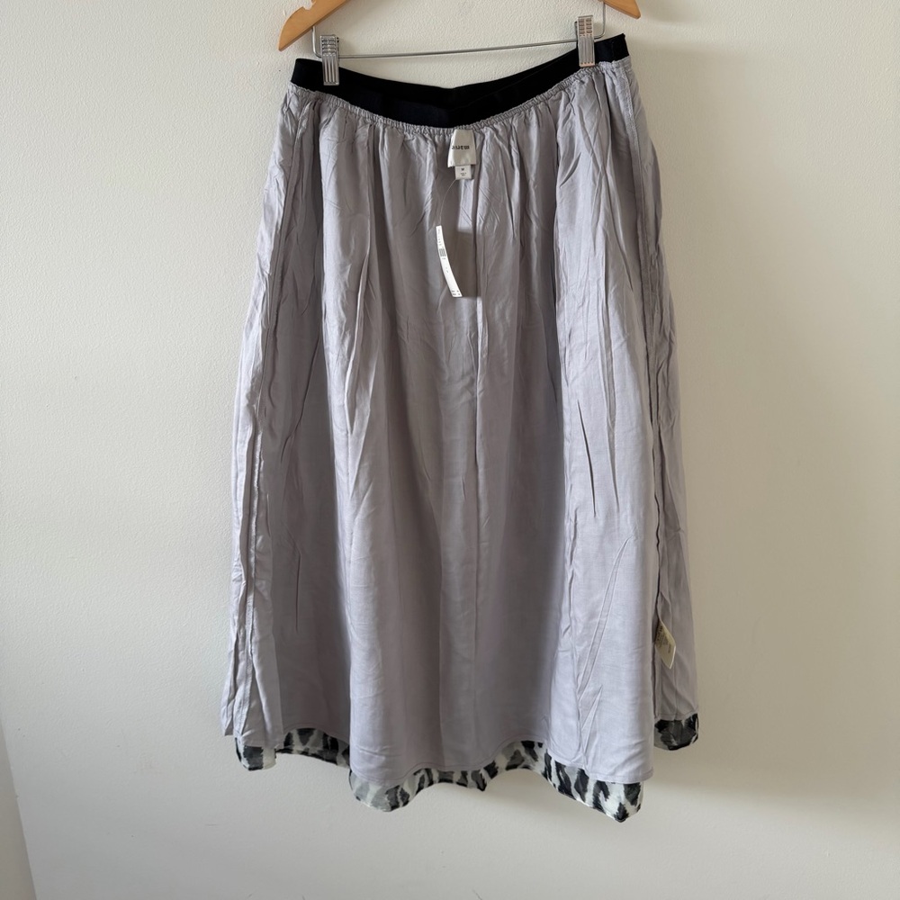 NWT Anthropologie Maeve Full Midi Skirt Tiered Black Gray Zebra Size Medium - Picture 5 of 9